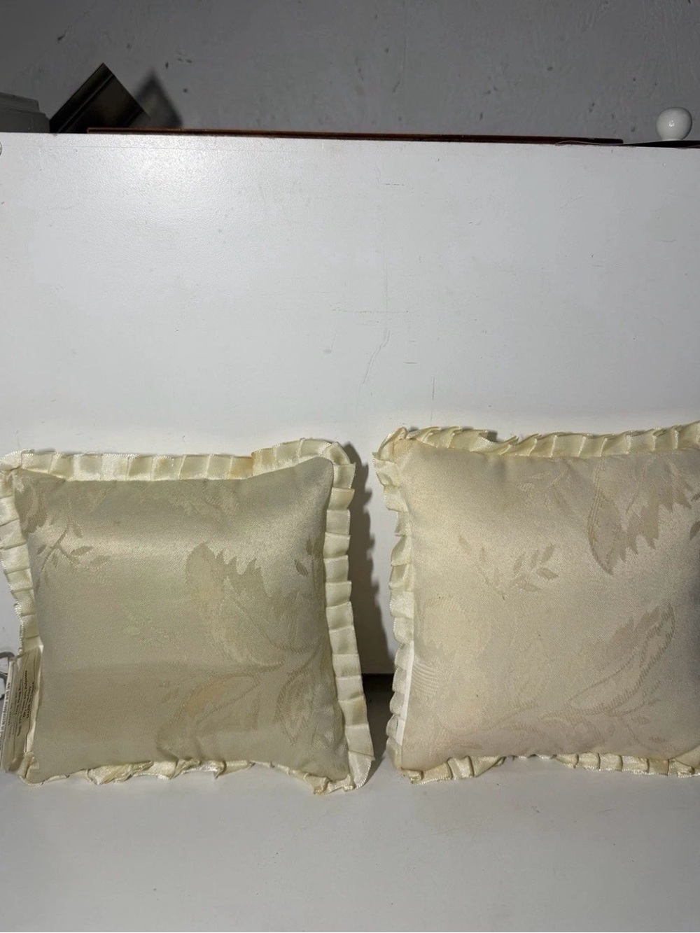 Embroidered "Love" and "Faith" Satin-Trim Accent Pillow Pair - Cream - Picture 8 of 12